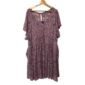 Torrid Skater Lace Mini Dress Shirt Sleeve V-Neck 4X